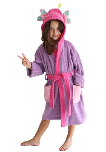 LEBENGOOD Albornoz Niña, Algodón, Infantil, 100% Algodón OEKO-TEX®️ - 2 Bolsillos, Cinturón, Capucha, Albornoces Felpa muy suave con bordados para niñas (6-8, Lilou) (6-8, Lilou) Cover