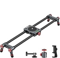 NEEWER 40cm Kohlefaser Kamera Slider Dolly Slider Schiene mit 360° Kugelkopf/Handyklemme/Action Kamera Halterung, 4 Lagern und verstellbaren Beinen, kompatibel mit GoPro Insta360 iPhone Android, CS1M