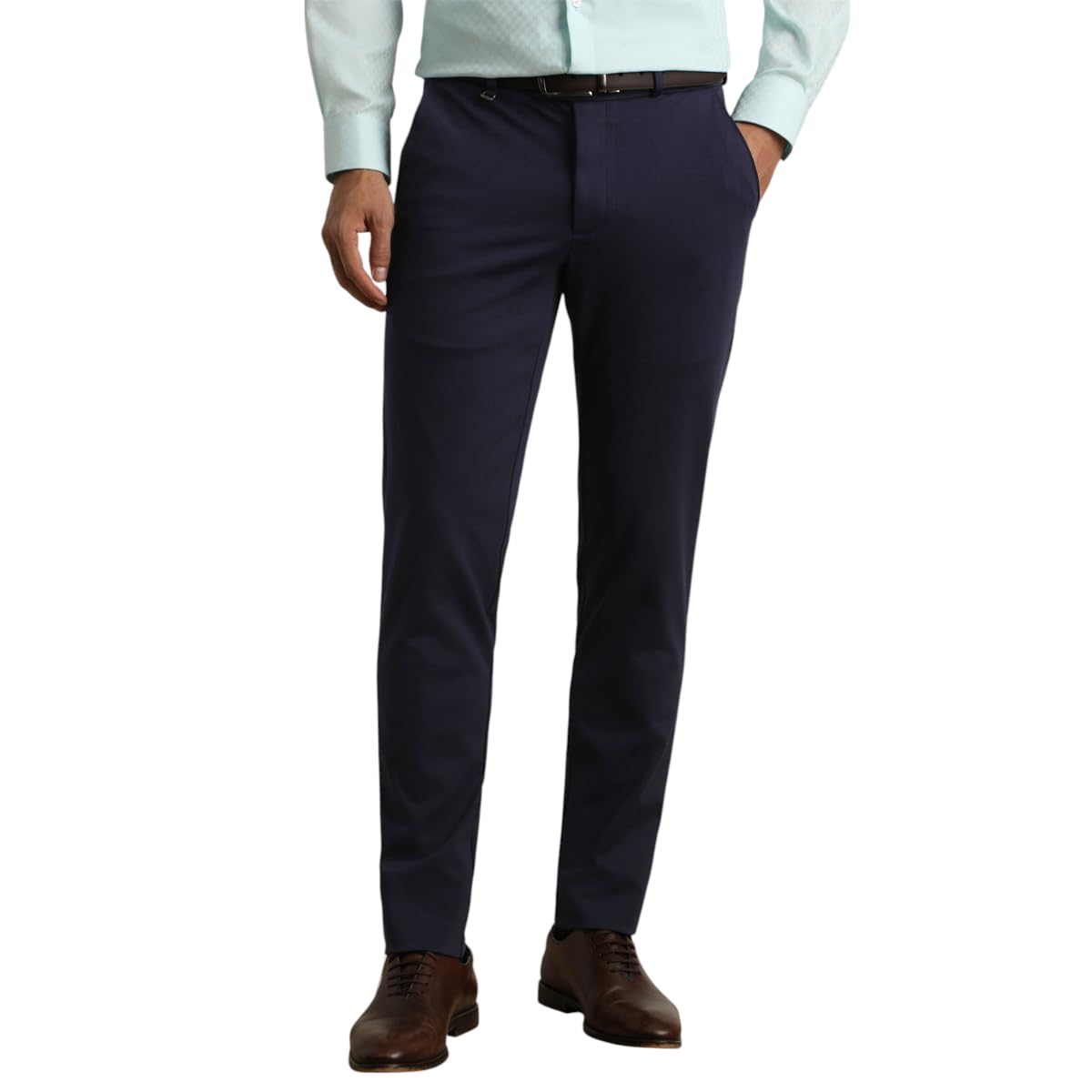 Van Heusen Men Mid Rise Move Labs Knitted Premium Trousers | 360 Degree Stretch| Auto-Flex Waist Band |Wrinkle Free