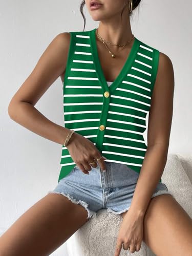 Image of Zeagoo Womens Sweater Vest V Neck Button Down Shirts Trendy Knit Sleeveless Cardigan Top Shirt S-XXL