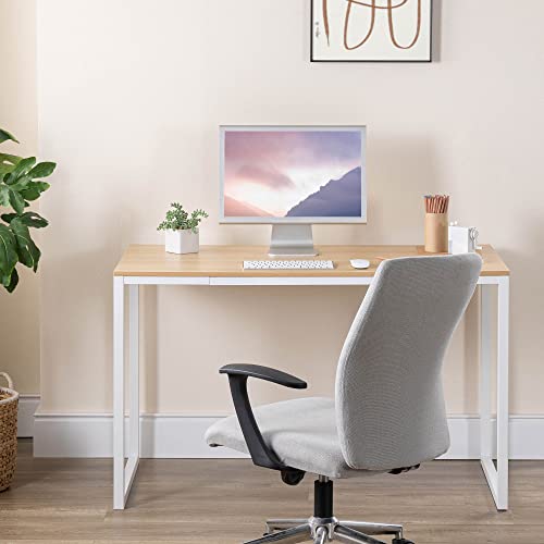 Image of Zinus Jennifer 47 Inch Computer Workstation, Office Desk - White Frame & Natural Top