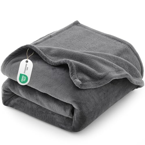 CozyLux Kuscheldecke Flauschig Decke 150x200 - XL Flanell Kuscheldecke 150x200, Weiche Sofa Decke, Warme Fleecedecke Wohndecke für 4 Jahreszeiten, Leicht Sofa Überwurf, Blanket 150x200 cm, Grau