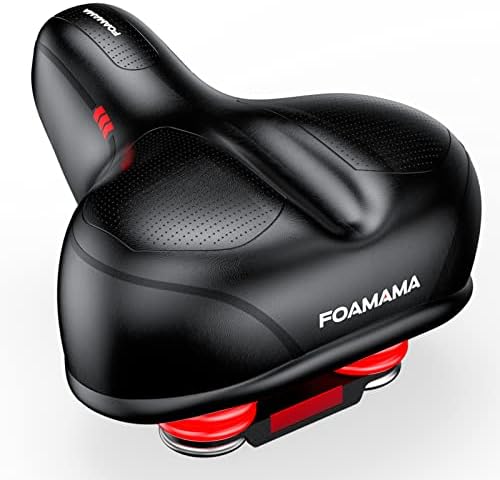 Foamama Comfortable Bike Seat, Compatible with Peloton, Exercise, Road, and Mountain Bikes, Bicycle Saddle Replacement with Dual Shock Absorbing Balls and High-Density Foam for Men & Women Comfort