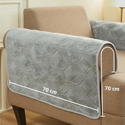Image of Amazon Basics - Velvet Quilted Make Your Own Sofa Cover |70cm x 70cm| Microfiber Sofa Slipcover (Grey, 1 Seater)