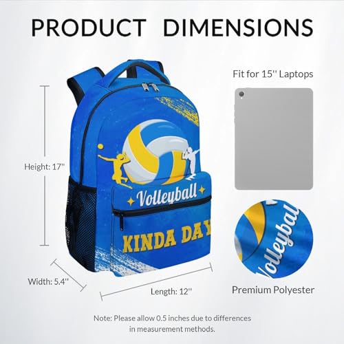 COZYAURA Girls Backpack - 17 Inch Volleyball Bookbag for Girls - Sports School Bags for Kids - Durable Blue Elementary Middle School Backpack2