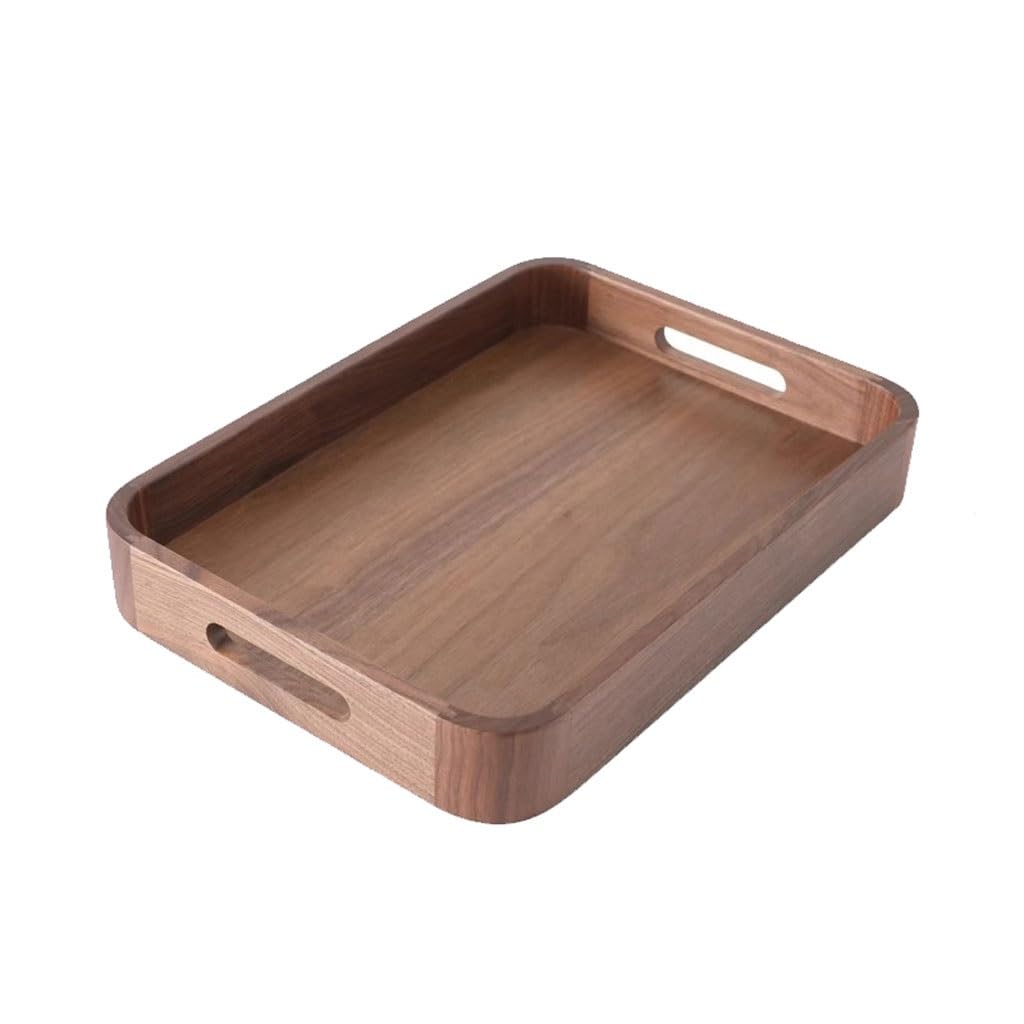 Bandejas Servir Comida Bandeja Rectangular De Nogal Negro For El Hogar, Almacenamiento Escritorio, Té, For Tazas Agua Mesa Cama