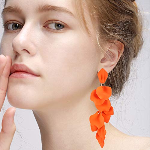 Image of Acrylic Rose Petal Drop Dangle Earrings Bohemian Resin Square /Oval /Hoop /Flower /Heart Statement Earrings for Women Gifts