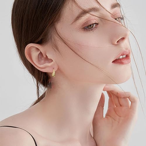 9 Pairs Small Gold Huggie Hoop Earrings Set for Women, 14K Real Gold Plated Hypoallergenic Cartilage Earring, Lightweight Tiny Gold Hoop Earrings for Gift4