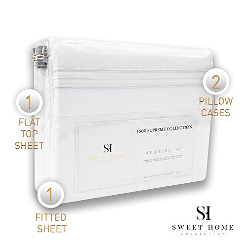1500 Supreme Collection California King Sheet Sets White - Luxury Hotel Bed Sheets And Pillowcase Set For California King Mattress - Extra Soft, Elastic Corner Straps, Deep Pocket Sheets White #TOP4
