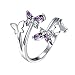 Produktbild Westeng Schmetterlinge Silberring Verstellbare Größe Offener Ring Damenring Schmuck und Accessoires - Silber