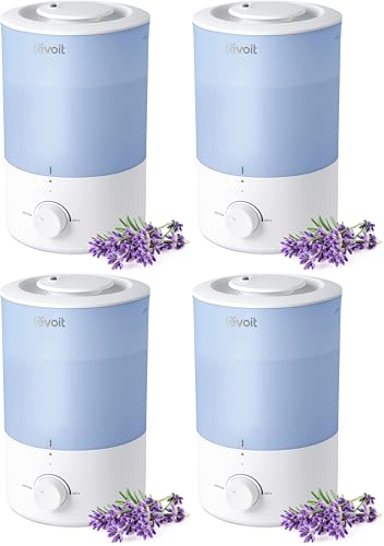 Image of LEVOIT Dual 150 Humidifiers for Bedroom Large Room, 3L Cool Mist Top Fill Essential Oil Diffuser for Baby Nursery and Plants, 360 Nozzle, Quiet Rapid Ultrasonic Humidification for Home, Blue