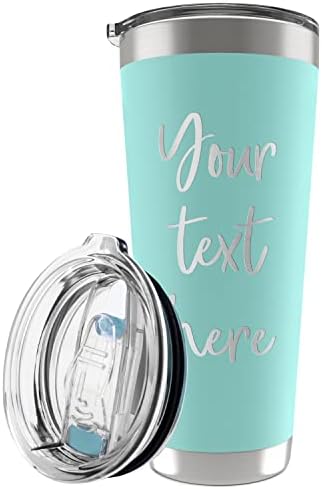 Personalized Tumblers w/ Lid - 20 or 30 Oz Teal - Vacuum Insulated Travel Coffee Mugs - Stainless Steel Double Wall Tumbler - Personalized Cups with Name, Text, Mothers Day Gift for Mom