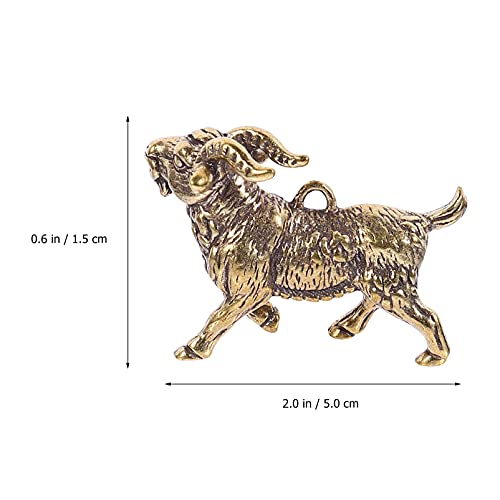 Doitool Brass Goat Keychain Charm Vintage Sheep Statue Sculpture Capricorns Charm Bead Feng Shui Key Pendant Wealth Good Luck Amulet For Home Office Car Ornaments #TOP6