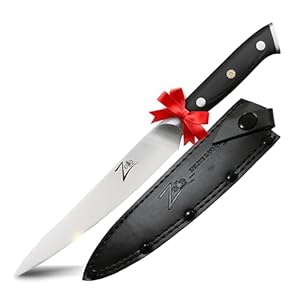 Zelite Infinity Utility Knife Kitchen, 6 Inch Chef Knife, Chopping Knife, Kitchen Utility Knife, Knife Kitchen Utility – German High Carbon Stainless Steel – Pakkawood Handle – Leather Sheath