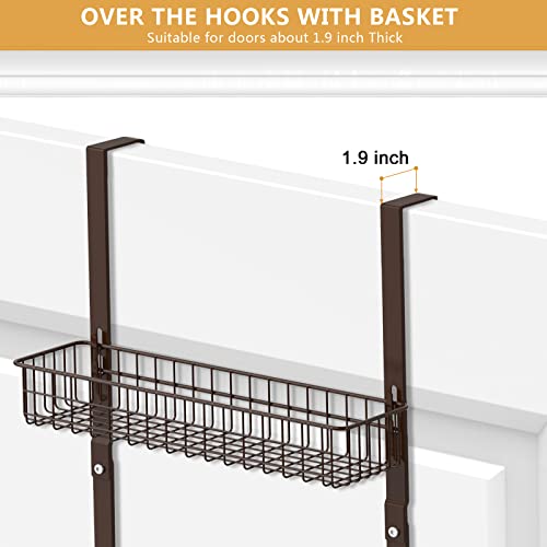 Over The Door Basket Organizer 3 Tier Hanging Door Shelf Rack Heavy Duty Over Door Hanger Pantry Organizer With 3 Metal Baskets And 5 Hooks For Kitchen Bathroom Bedroom Living Room, Dark Brown #TOP3