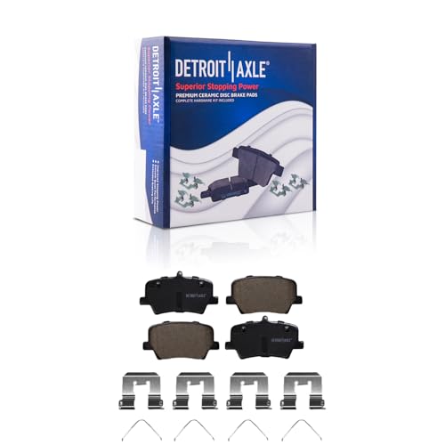 Image of Detroit Axle - Rear Ceramic Brake Pads for 2019 2020 2021 2022 2023 2024 | 2025 Volvo XC40, Driver and Passenger Side Brake Pads with Hardware Assembly Replacement 11.02 inch inch Rear Rotor