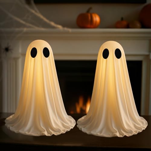 2Packs Halloween Decorations Indoor Ghost Kit - Halloween Party Decor with Upgraded Fabric and Timer Remote Control, Ideal for Indoor Kitchen Room Office Home Table Cabinet Fireplace