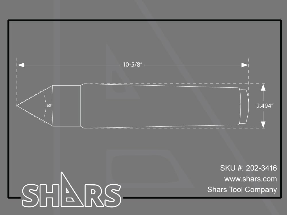 Shars 6MT Morse Taper Steel Solid Dead Center 202-3416 L