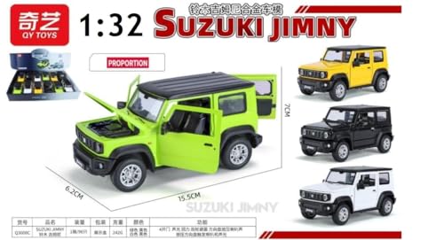 Image of Exclusive Alloy Metal Pull Back Die-Cast Car Diecast Metal Pullback Toy Car with Openable 6 Doors,Light Music Boys Gifts Toys (1:32 Suzuki Jimny- Green Color)