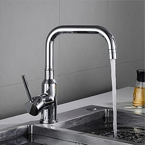 Rubinetto per lavello da Cucina per Bar Agriturismo Commerciale, Rubinetto da Cucina Girevole in Ottone, Rubinetto Girevole per Bagno, Miscelatore per lavabo, Rubinetto per lavabo Nero/Cromo/Nichel