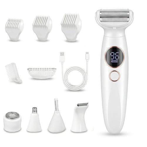 Carehabi Afeitadora Eléctrica Mujer 5 en 1 & Depiladora Zona Íntima   Rasuradora Femenina Impermeable IPX7 para Bikini (Ingles), Cara, Cejas y Cuerpo   Máquina de Afeitar Inalámbrica con Carga USB