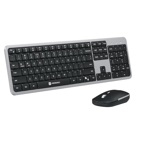 Image of Portronics Key4 Combo 2.4GHz Wireless Keyboard Mouse Set I Noiseless I Multi-Media Shortcut Key Function(Grey)