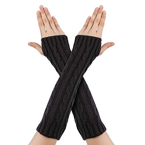 Richoose Gants Femme Tricoté Arm Mitaines Hiver Douce Et Chaude Longs Mitten