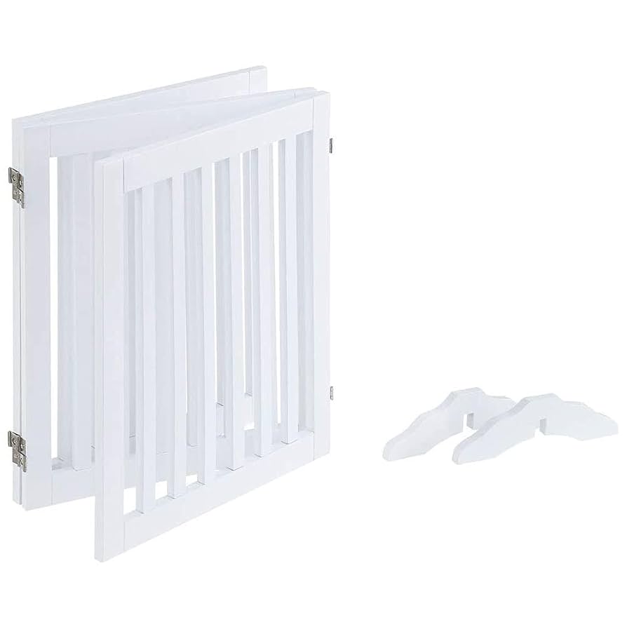 unipaws 木製犬用ゲート 折り式バリア ペット用家具フェンス 白 Amazon | unipaws ハイタイプペットゲート置くだけ木製バリア