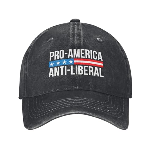 Pro American Anti Liberal Hat Adjustable Cotton Baseball Cap Black