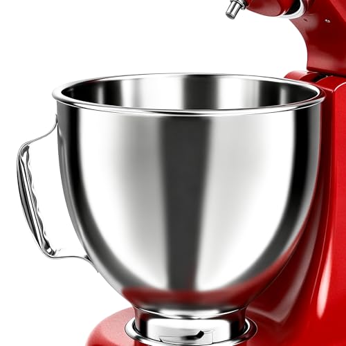 5QT Mixing Bowl for KitchenAid Stand Mixers, Compatible with Kitchen Aid 4.5-5 Qt Tilt-Head Stand Mixer, Food-Grade Stainless Steel Mixing Bowl with Handle & Clasp for Baking, Cooking & Dough Mixing - image 1