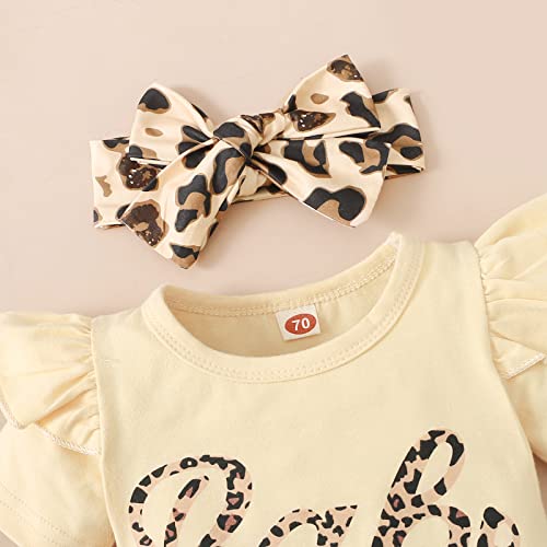 Miekisa Baby Girls Romper And Leopard Mesh Dress Sets With Headband (Yellow, 3-6 Months) #TOP3