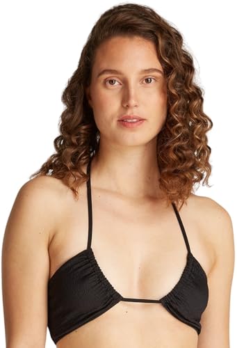 Calvin Klein Women’s Bralette Bikini Top with Crinkle Texture, Black (Pvh Black), S