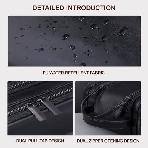 Vbvbip Large Business Travel Toiletry Bag for Men, TSA Approved Waterproof Dopp Kit, Leather Shower Bag with Separate Compartments for Toiletries, Black by Vbvbip - Image 6