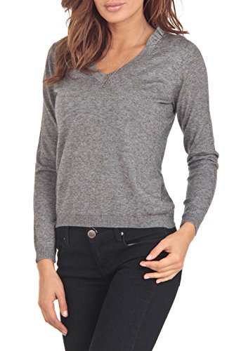 Cashmere Blend Grey V-Neck Sweater