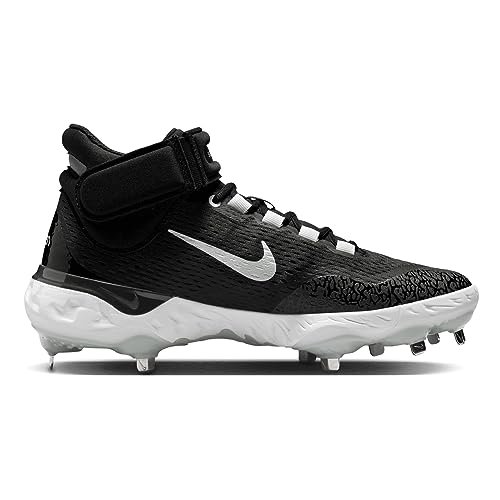Nike Men's Alpha Huarache Elite 4 Mid Baseball Cleats (8.5 US, Black/Dark Smoke Grey/Light Smoke Grey/White)3