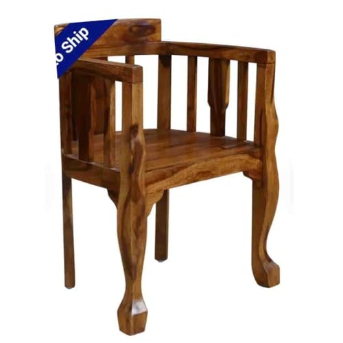 Image of Solid Sheesham Wood Multipurpose Chair for Living Room Bedroom Home Wooden Armchair Furniture for Garden Balcony Outdoor Indoor - (Teak Finish)