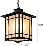 Wodoodporna E27 Kwadratowa metalowa lampa wisząca w stylu vintage Amerykański przemysł Retro Zewnętrzna lampa wisząca Latarnia Ogród Balkon Korytarz Alejek Weranda Żyrandol Oświetlenie (Rozmiar: 28 *