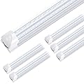 JOMITOP 8 Ft Integrated LED Tube Light 120W T8 V Shaped 96" Four Row 14400 Lumens(300W Fluorescent Equivalent) Clear Cover Super Bright White 6500K Pack of 6
