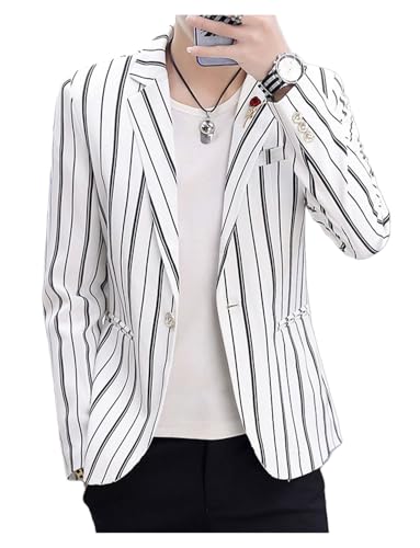 Blazer Smoking Hommes Veste à Rayures Chic un Bouton