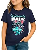 MoonWorks® Kinder T-Shirt Mädchen Karnevalsmaus Kostümidee Last Minute Verkleidung Faschig Karneval Fastnacht Navy-Tuerkis 122-128 (7-8 Jahre)