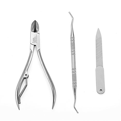 Bigwinner A Set of Stainless Steel Nail Cuticle Spoon Pusher Remover Cutter Nipper Clipper Professional Manicure Tools by E-LING (Set of 3)