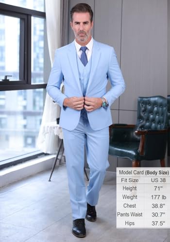 Men's 3-Piece Suits Fit Dress Suit Jacket Blazer Pants Vest Set Regular Wedding Tuxedos2
