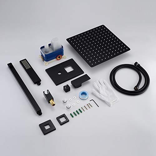 Iriber Matte Black Shower Set With 10 Inch High Pressure Rain Shower Head And Handheld And Shower Faucet Mixer Valve Modern Shower System Including Pressure Balance Valve Shower Trim Kit For Bathroom #TOP7