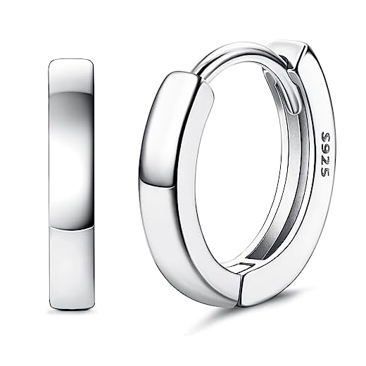 ORAZIO Plata de ley 925 Hombres Aros Pendientes para Niño, Pequeño Negro Sueño Pendiente de Aro de Diamantes para Hombres Mujeres, Pendientes Simple Unisex Regalos Minimalistas de Alta Joyería