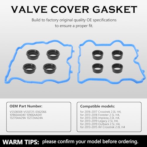 Image of Engine Valve Cover Gasket Set Fit for Crosstrek Impreza XV Crosstrek 2.0L, Forester Legacy Outback 2.5L 2013-2019 Replaces 13270AA29A, VS50830R