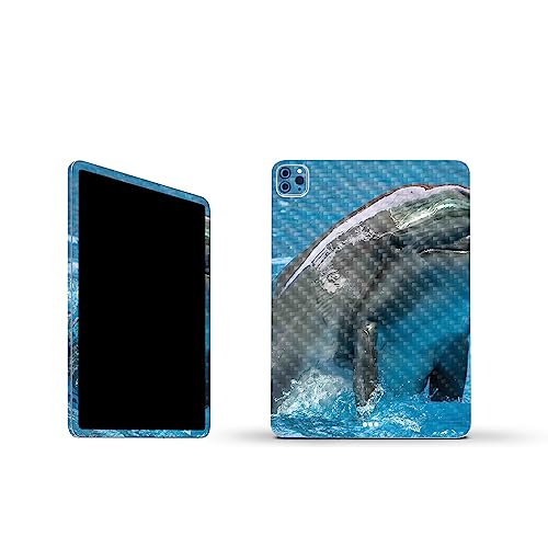 Image of MightySkins Carbon Fiber Skin Compatible With Apple iPad Pro 11 inch M2 4th Gen (2022) Full Wrap Kit - Dolphin Greeting | Protective, Durable Textured Carbon Fiber Finish | Easy To Apply | Made in the USA