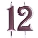 Rose 12th Birthday Candle, Number 12 Years Old Candles Cake Topper, Boy Or Girl Party Decorations, Supplies