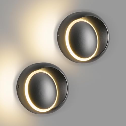 Image of 5.51in Small Wall Sconces Set of Two Rotatable Black Wall Sconce LED Modern Wall Light Fixtures Indoor Wall Lights for Living Room Bedroom Hallway Toy Room
