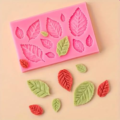 Image of 3 Pack Rose Leaf Silicone Candy Molds Mini Flower Fondant Chocolate Leaves Moulds for Candle Making Baking Sugarcraft Cake Decoration Cupcake Topper Clay Crafting Projects Soap Wax melt