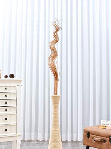 Image of Leewadee Tall Vase Filler, Wavy Palm Leaves - 2 Bunches of Colored Curly Twigs for Floor Vases, Dried Arrangements for for Vintage Or Modern House Decor, 39 inches, Ecru